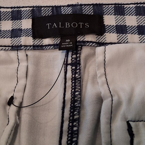 Talbots Denim A-Line Fancy Gingham Blue & White Skirt Women's Size 16/18 - Picture 3 of 14